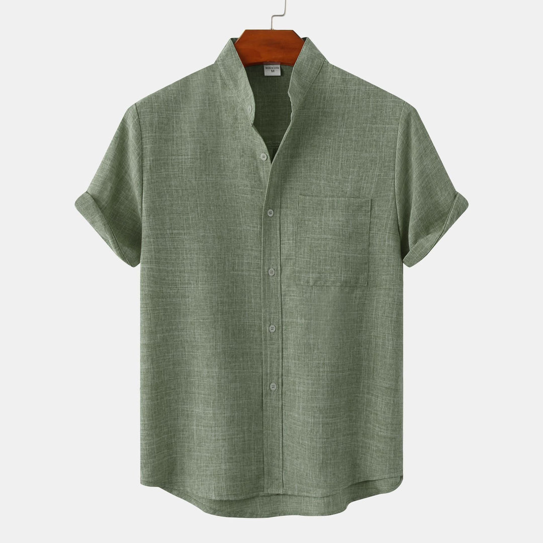 Davide™ - Men's linen shirt with short sleeves and lapels