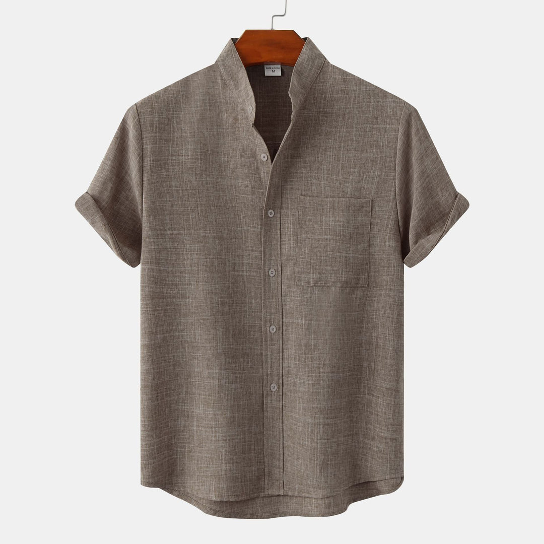 Davide™ - Men's linen shirt with short sleeves and lapels