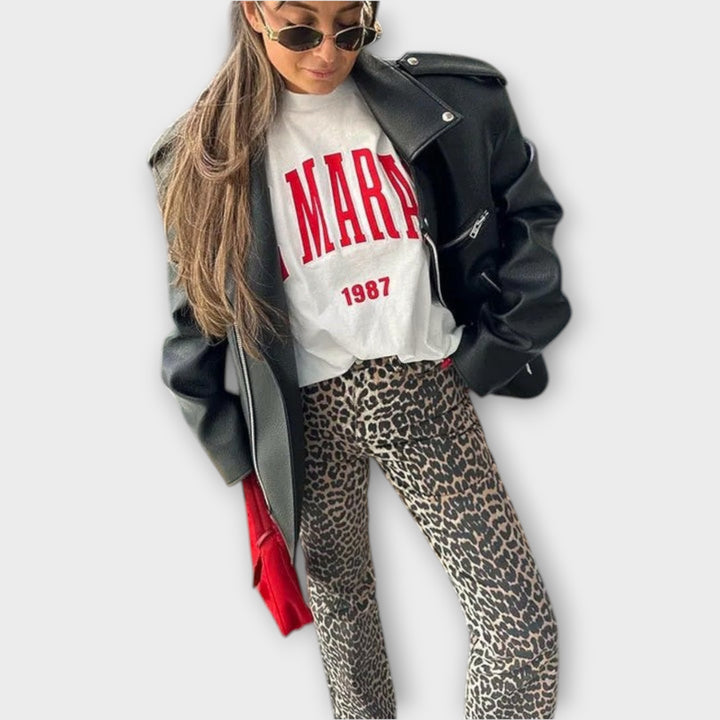Benthe™ - Vintage Jeans With Leopard Print