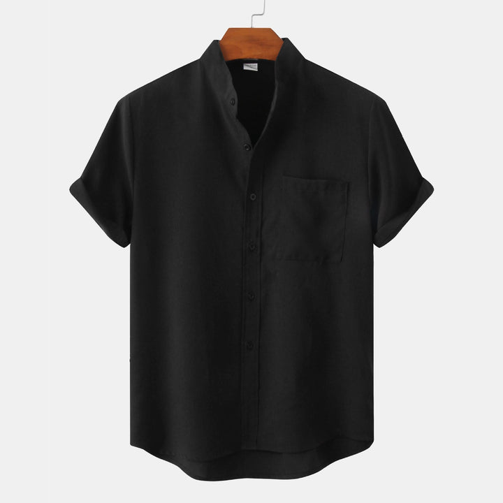 Davide™ - Men's linen shirt with short sleeves and lapels