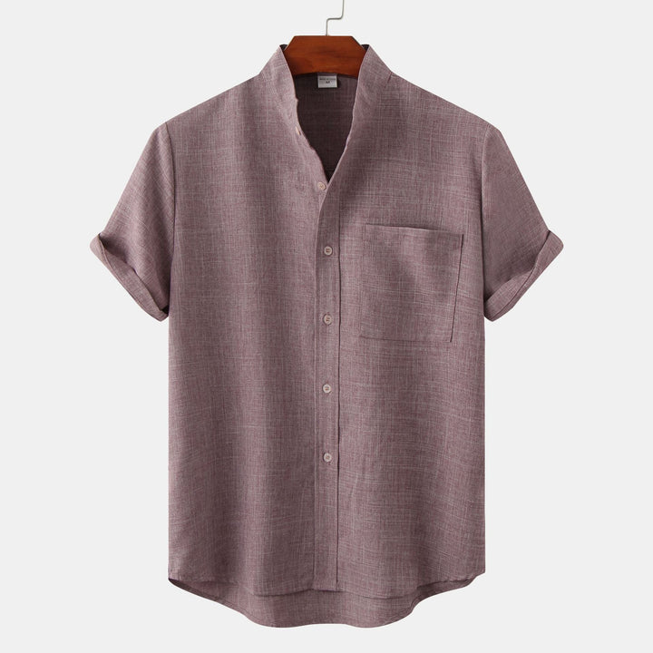 Davide™ - Men's linen shirt with short sleeves and lapels