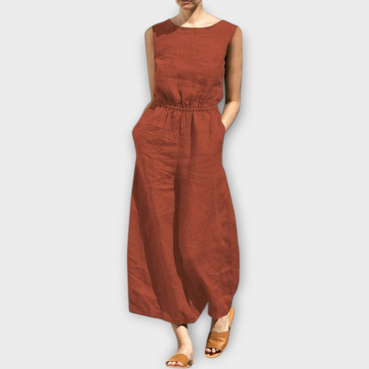 Jule™ - Linen Round Neck Jumpsuit