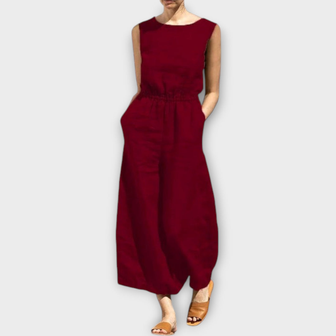 Jule™ - Linen Round Neck Jumpsuit