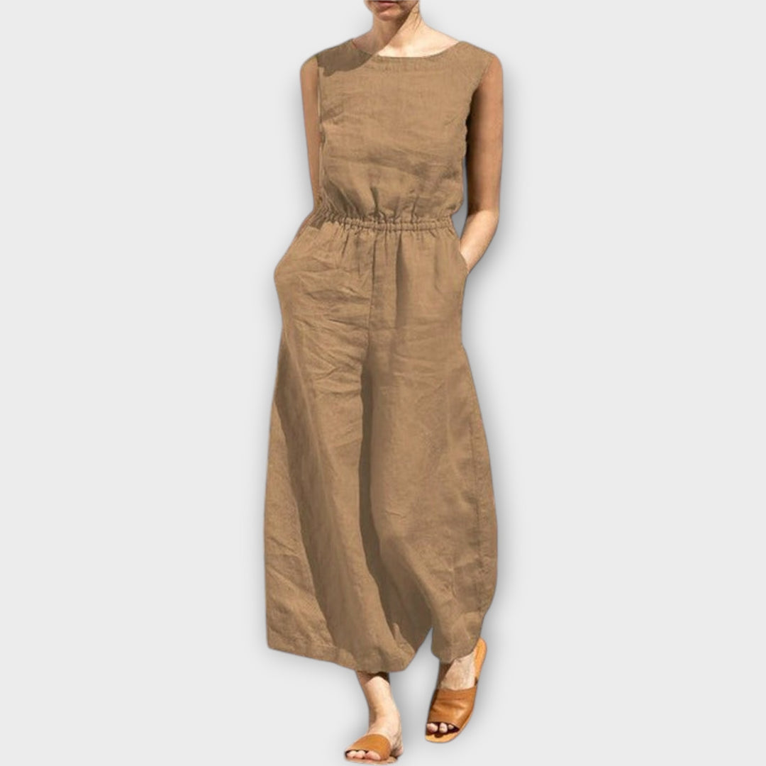 Jule™ - Linen Round Neck Jumpsuit