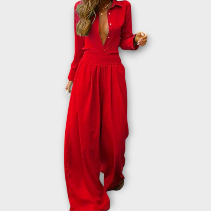 Kisa™ Long vintage jumpsuit with elasticated waist